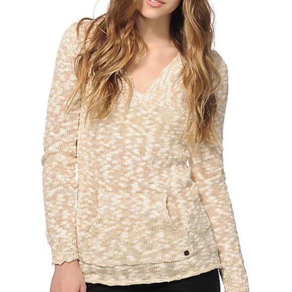 ROXY Cream & Beige Beach Hoodie Sweater, Size M - Picture 2 of 12